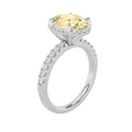 2Cttw Oval Shaped Yellow Lab Grown Diamond (F/VS) Halo Accented Engagement Ring 14K Gold by Fine Color Jewels