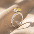 2Cttw Oval Shaped Yellow Lab Grown Diamond (F/VS) Halo Accented Engagement Ring 14K Gold by Fine Color Jewels