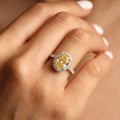 2Cttw Oval Shaped Yellow Lab Grown Diamond (F/VS) Halo Accented Engagement Ring 14K Gold by Fine Color Jewels