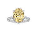 2Cttw Oval Shaped Yellow Lab Grown Diamond (F/VS) Halo Accented Engagement Ring 14K Gold by Fine Color Jewels