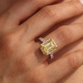 2Cttw Radiant Shaped Yellow Lab Grown Diamond (F/VS) Halo Accented Engagement Ring 14K Gold by Fine Color Jewels