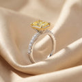 2Cttw Radiant Shaped Yellow Lab Grown Diamond (F/VS) Halo Accented Engagement Ring 14K Gold by Fine Color Jewels