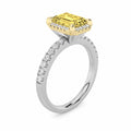 2Cttw Radiant Shaped Yellow Lab Grown Diamond (F/VS) Halo Accented Engagement Ring 14K Gold by Fine Color Jewels