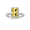 2Cttw Radiant Shaped Yellow Lab Grown Diamond (F/VS) Halo Accented Engagement Ring 14K Gold