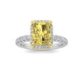 2Cttw Radiant Shaped Yellow Lab Grown Diamond (F/VS) Halo Accented Engagement Ring 14K Gold by Fine Color Jewels