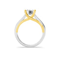2Cttw Round Shaped Lab Grown Diamond (F/VS) Two Tone Cathedral Shank Solitaire Engagement Ring in 14K Gold by Fine Color Jewels