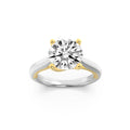 2Cttw Round Shaped Lab Grown Diamond (F/VS) Two Tone Cathedral Shank Solitaire Engagement Ring in 14K Gold by Fine Color Jewels