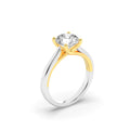 2Cttw Round Shaped Lab Grown Diamond (F/VS) Two Tone Cathedral Shank Solitaire Engagement Ring in 14K Gold by Fine Color Jewels