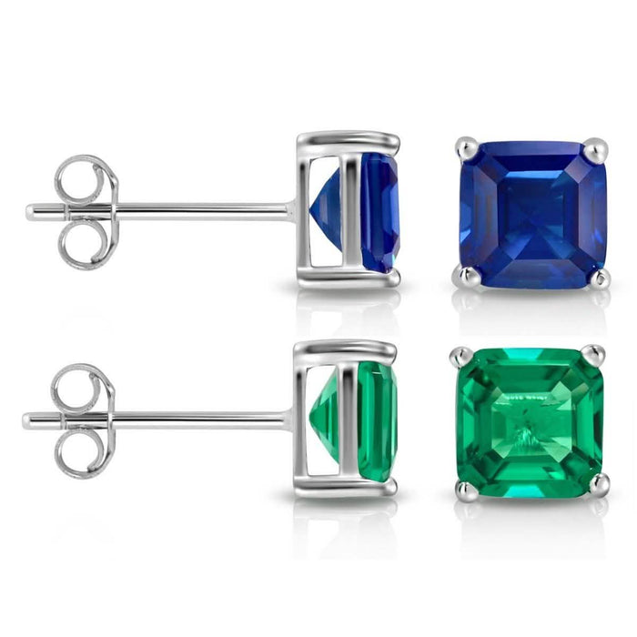 2CTW Created Emerald Asscher Cut Stud Earrings by MUIBLU Gems by DailySale