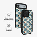Terra Teal | Teal & Brown Checkered iPhone Case by KELAB