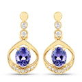 0.76 Carat Genuine Tanzanite and White Diamond 14K Yellow Gold Earrings by Bids.com