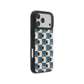 Terra Teal | Teal & Brown Checkered iPhone Case by KELAB