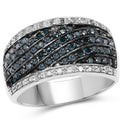 0.80 Carat Genuine Blue Diamond and White Diamond .925 Sterling Silver Ring by Bids.com