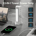 22-in-1 Power Strip Tower with 4 USB Ports & 9 AC Outlets, 10ft Extension Cable, 3-Color Night Light by DailySale
