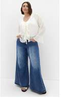 City Chic Luscious Sheer Ruffles Top - cream by Vanessa Jane