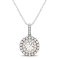 Round Shape Halo Diamond Pendant in 14k White and Rose Gold (1/2 cttw) by Bids.com