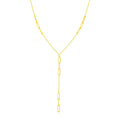 14K Yellow Gold Lariat Necklace with Paperclip Chain Stations by Bids.com
