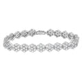 .925 Sterling Silver 2.0 cttw Diamond 7 Stone Floral Cluster Link Bracelet (I-J Color, I3 Clarity) -7.25" by Bids.com