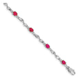 Genuine Ruby and Diamond Twisted Link 7 inch Bracelet by Fine Color Jewels