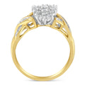10K Two-Toned Gold Round Baguette Diamond Cluster Ring (1/2 Cttw, I-J Color, I2-I3 Clarity) - Size 6-1/2 by Bids.com