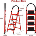 Folding 3/4-Step Ladder – Portable Steel Step Stool, Anti-Slip by DailySale