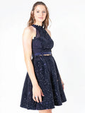 Say Yes to the Prom Juniors Rhinestone Applique Top, Navy, Size 13 by Vanessa Jane