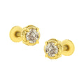 14K Yellow Gold Plated .925 Sterling Silver 1.0 Cttw Round Brilliant Cut Diamond Solitaire Milgrain Stud Earrings (K-L Color, I2-I3 Clarity) by Bids.com