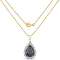 14K Yellow Gold Plated 0.81 Carat Genuine Blue Diamond and White Diamond .925 Sterling Silver Pendant by Bids.com