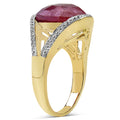 14K Yellow Gold Plated 9.29 Carat Genuine Pink Sapphire & White Diamond .925 Sterling Silver Ring by Bids.com