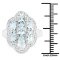 3.09 Carat Genuine Aquamarine and White Zircon .925 Sterling Silver Ring by Bids.com