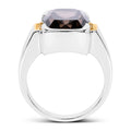Two Tone Plated 5.51 Carat Genuine Smoky Quartz and White Topaz .925 Sterling Silver Ring by Bids.com