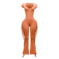 Mineral Washed Fringe Jumpsuit by The House of Stylez