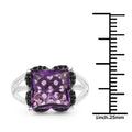 4.58 Carat Genuine Amethyst & Black Diamond .925 Sterling Silver Ring by Bids.com