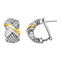 Popcorn Texture Earrings with X Motif in Sterling Silver and 18k Yellow Gold by Bids.com