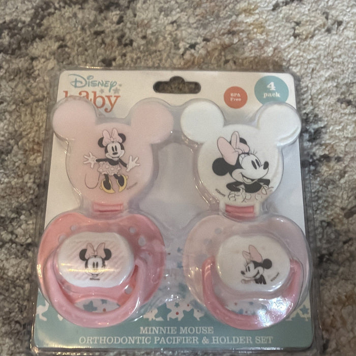 Minnie Mouse Pacifiers Set ~ 2 Pacifiers, 2 Clips ~ BPA Free Silicone for Babies by Price Is Right Miami