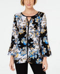 Jm Collection Women's Printed Tie-Sleeve Tunic, Size Small by Vanessa Jane