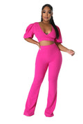Two Piece Cropped Top Palazzo Pants Set by The House of Stylez