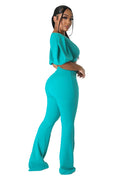 Two Piece Cropped Top Palazzo Pants Set by The House of Stylez