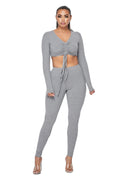 2 PC Ribbed Cropped Top Set by The House of Stylez
