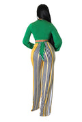Long Sleeve Cropped Top & Strip Wide Leg Pants {Tall Girl Friendly} by The House of Stylez