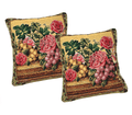 DaDa Bedding Set of 2-Pieces Parade Fruit & Roses Garden Tapestry Throw Pillow Covers w/ Inserts - 18" x 18" by DaDalogy Bedding Collection