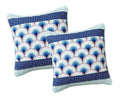 DaDa Bedding Set of 2-Pieces Mediterranean Fans Waves Minty Blue Throw Pillow Covers, 18" x 18" (JHW884) by DaDalogy Bedding Collection