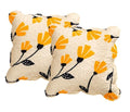 DaDa Bedding Set of 2-Pieces Yellow Fleur Floral Golden Orange Ivory Cream Scalloped Throw Pillow Covers, 18" x 18" (18112) by DaDalogy Bedding Collection