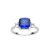 3.00 Ct Cushion Lab Created Blue Sapphire Prong Silver Three Stone Ring