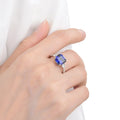 3.00 Ct Cushion Lab Created Blue Sapphire Prong Silver Three Stone Ring by Fine Color Jewels