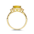 3.00 Ct Cushion Yellow Sapphire Prong 18k Yellow Gold Over Silver Three Stone Ring by Fine Color Jewels