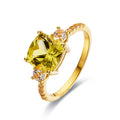 3.00 Ct Cushion Yellow Sapphire Prong 18k Yellow Gold Over Silver Three Stone Ring by Fine Color Jewels