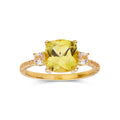 3.00 Ct Cushion Yellow Sapphire Prong 18k Yellow Gold Over Silver Three Stone Ring by Fine Color Jewels