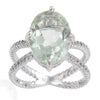 3.00 Ct Oval Green Amethyst Prong Silver Solitaire Cocktail Ring