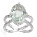 3.00 Ct Oval Green Amethyst Prong Silver Solitaire Cocktail Ring by Fine Color Jewels